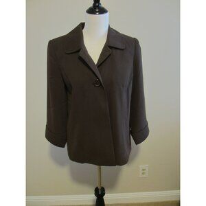 GIORGIO SANTANGELO Brown Womens Blazer Jacket Size 10 With Cuffed Sleeves & Butt